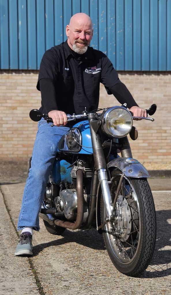 Sherb rides a 1955 Norton Dominator